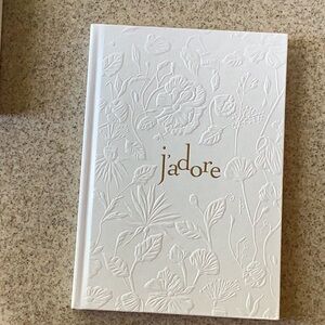 Dior j’adore white floral journal book j’adore on front cover Dior on back NEW